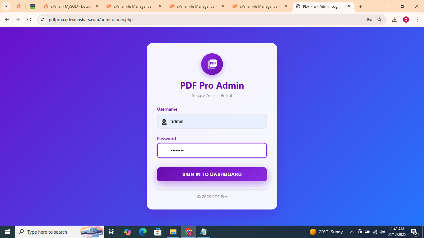 Admin Login Page